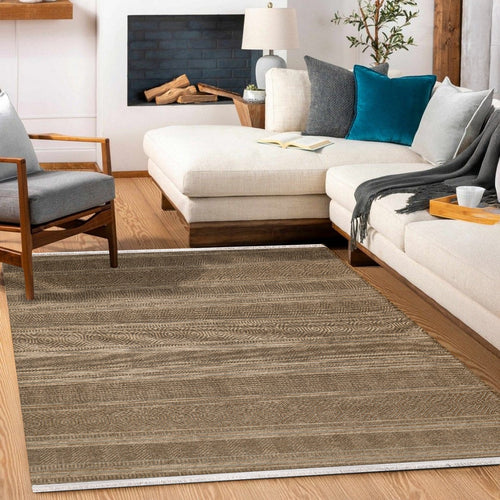 Bej Etnik Modern Etnik Desenli Halı  | Makinada Yıkanabilir | Hav Toz Vermez | Leke Tutmayan | Kaymaz Taban | Dijital Makine Baskı | Salon Yolluk Mutfak Halısı