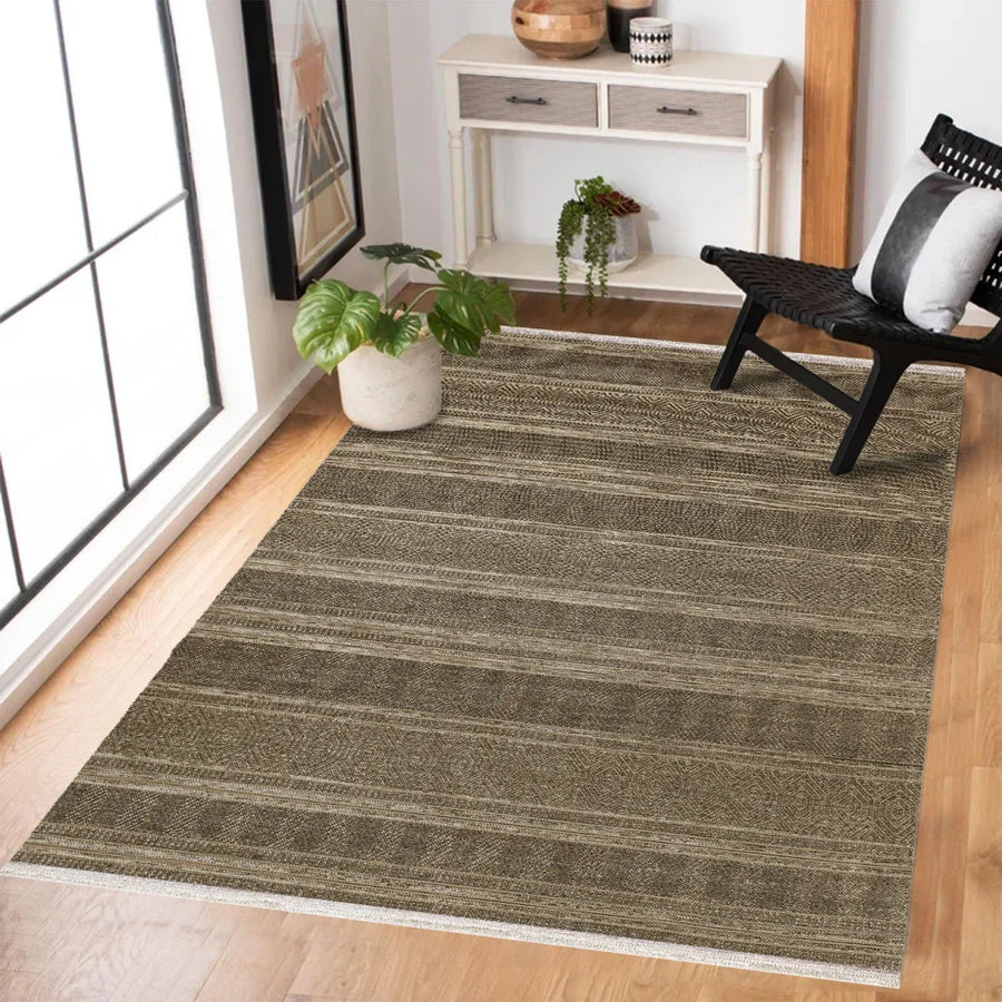 Gri Vizon Düz Modern Halı - Yıkanabilir - Kaymaz Taban - Pati Dostu