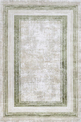 Beige Cream Distressed Living Room Rug Framed - Cotton