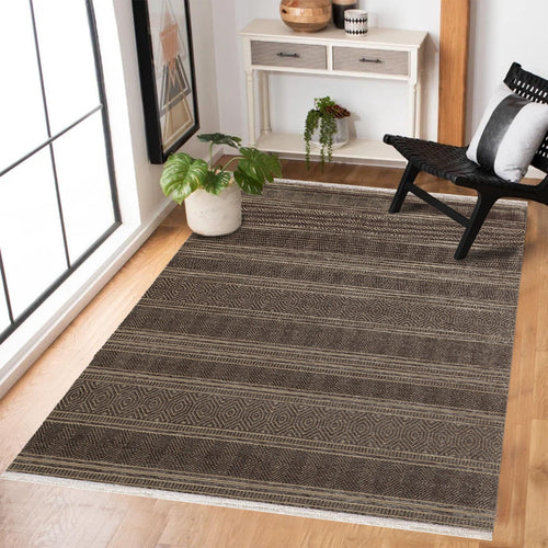 Gri Etnik Modern Etnik Desenli Halı  | Makinada Yıkanabilir | Hav Toz Vermez | Leke Tutmayan | Kaymaz Taban | Dijital Makine Baskı | Salon Yolluk Mutfak Halısı