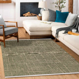 Khaki Beige Modern Living Room Rug - Polyester Machine Woven