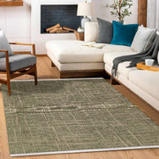 Siyah Vizon Eskitme Modern Halı - Yıkanabilir - Kaymaz Taban - Pati Dostu