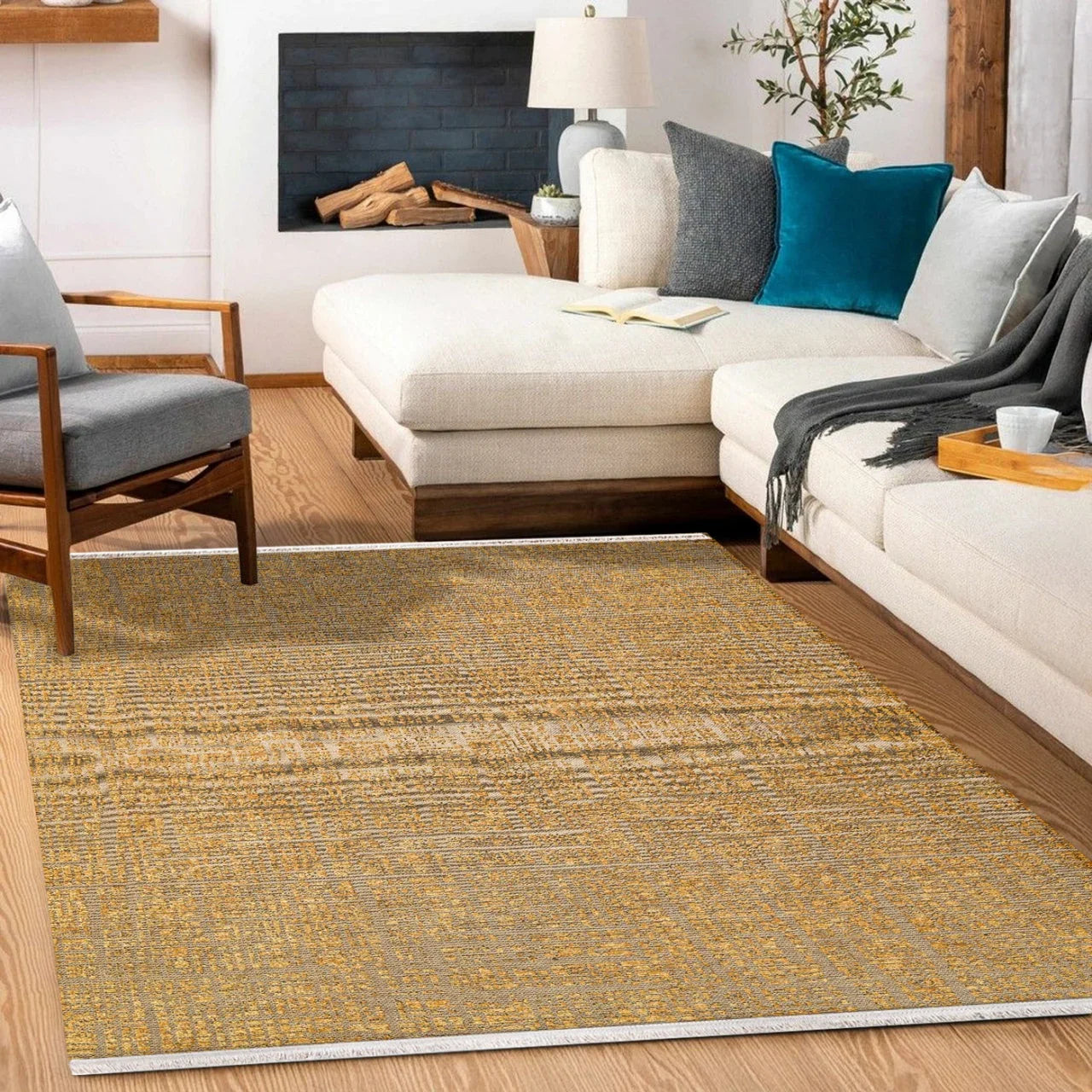 Gold Düz Modern Halı - Yıkanabilir - Kaymaz Taban - Pati Dostu