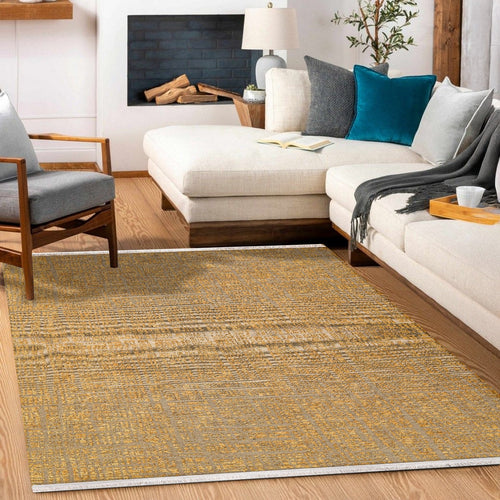 Sarı Modern Modern Etnik Desenli Halı  | Makinada Yıkanabilir | Hav Toz Vermez | Leke Tutmayan | Kaymaz Taban | Dijital Makine Baskı | Salon Yolluk Mutfak Halısı