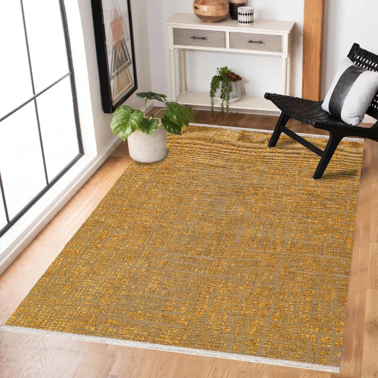 Gold Düz Modern Halı - Yıkanabilir - Kaymaz Taban - Pati Dostu