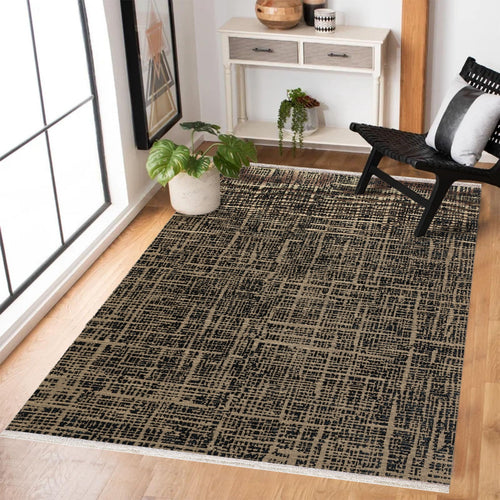 Antrasit Geometrik Modern Etnik Desenli Halı  | Makinada Yıkanabilir | Hav Toz Vermez | Leke Tutmayan | Kaymaz Taban | Dijital Makine Baskı | Salon Yolluk Mutfak Halısı