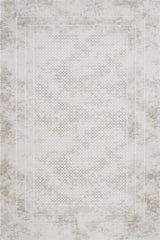 Beige Cream Distressed Geometric Living Room Rug Lattice - Cotton