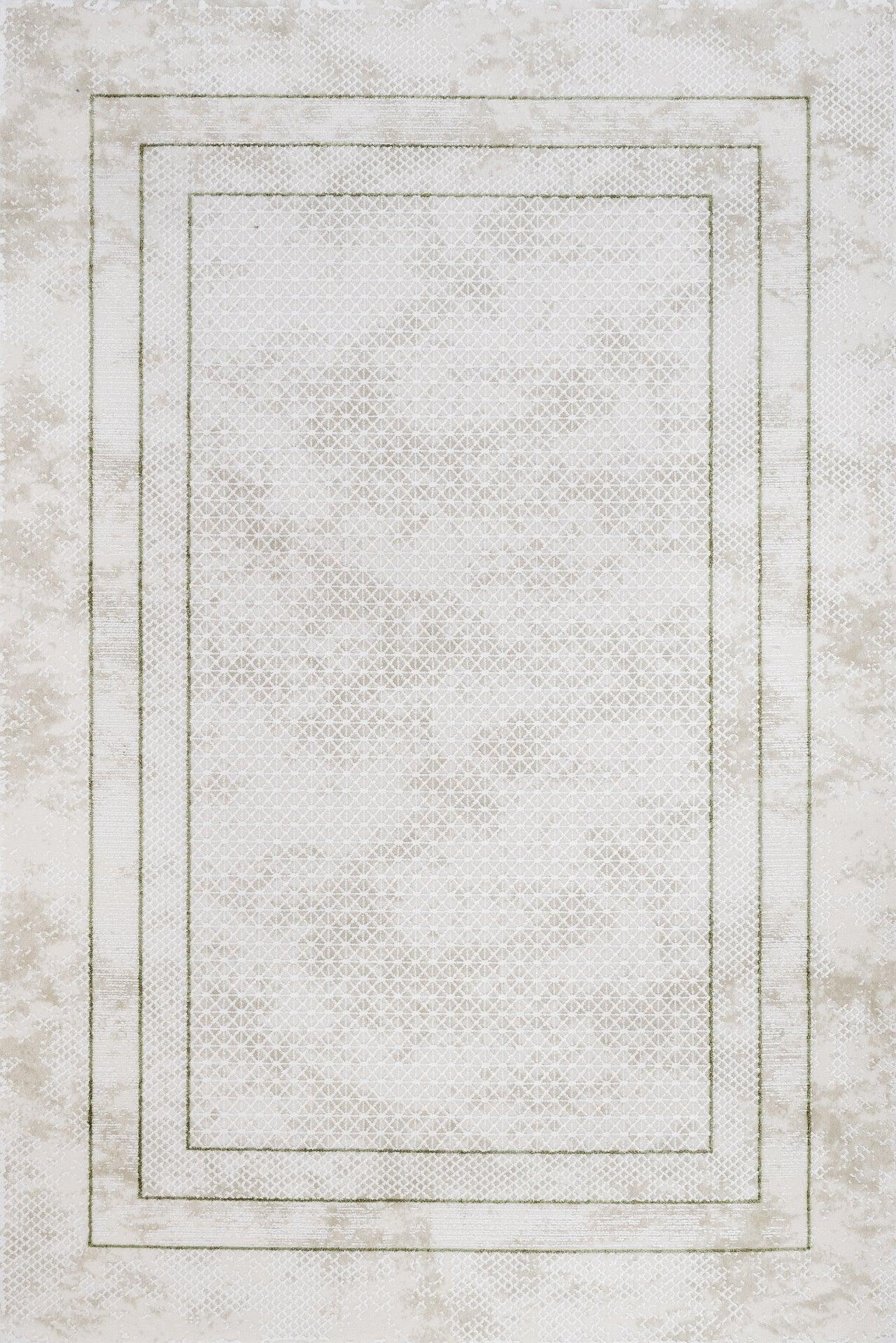 Beyaz Geometrik Minimalist Halı - Yıkanabilir - Kaymaz Taban - Pati Dostu