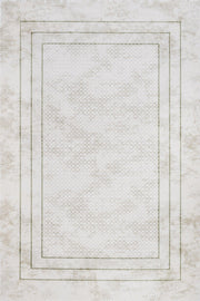 Beyaz Geometrik Minimalist Halı - Yıkanabilir - Kaymaz Taban - Pati Dostu