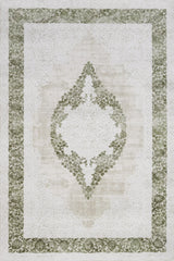 Beige Cream Distressed Medallion Living Room Rug Botanical - Cotton