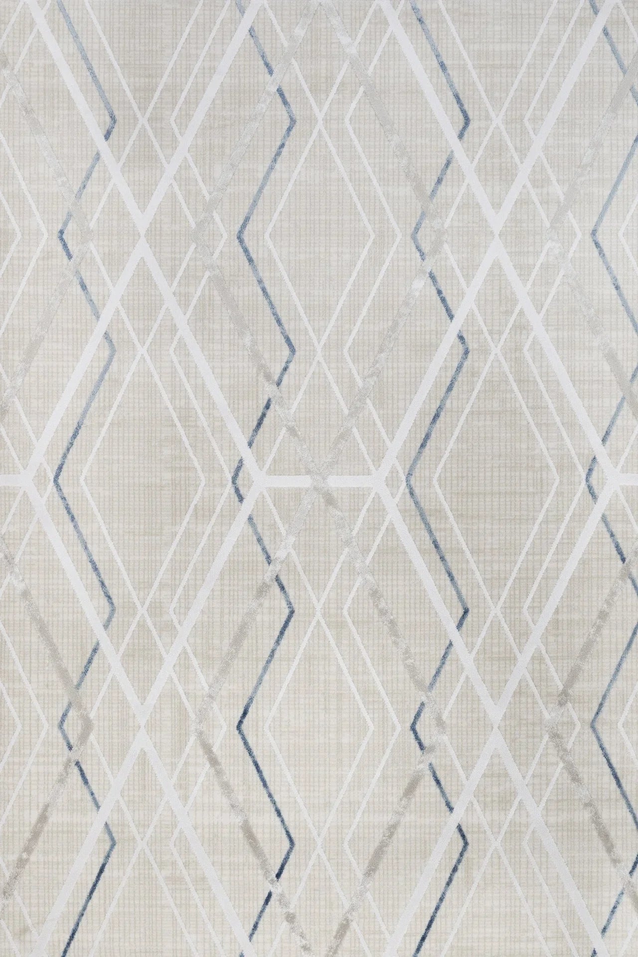 Beyaz Gri Geometrik Minimalist Halı - Yıkanabilir - Kaymaz Taban - Pati Dostu
