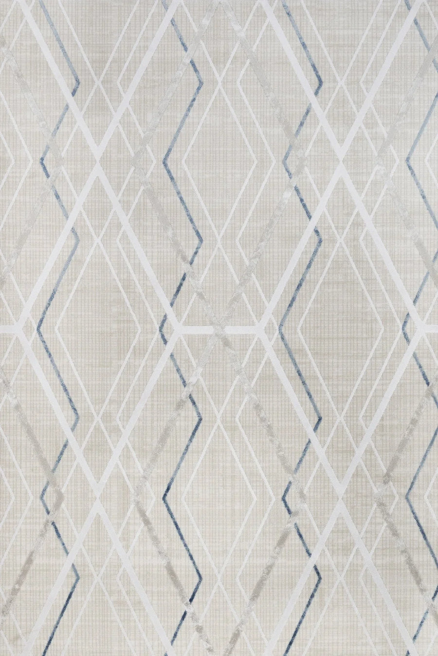 Beyaz Gri Geometrik Minimalist Halı - Yıkanabilir - Kaymaz Taban - Pati Dostu