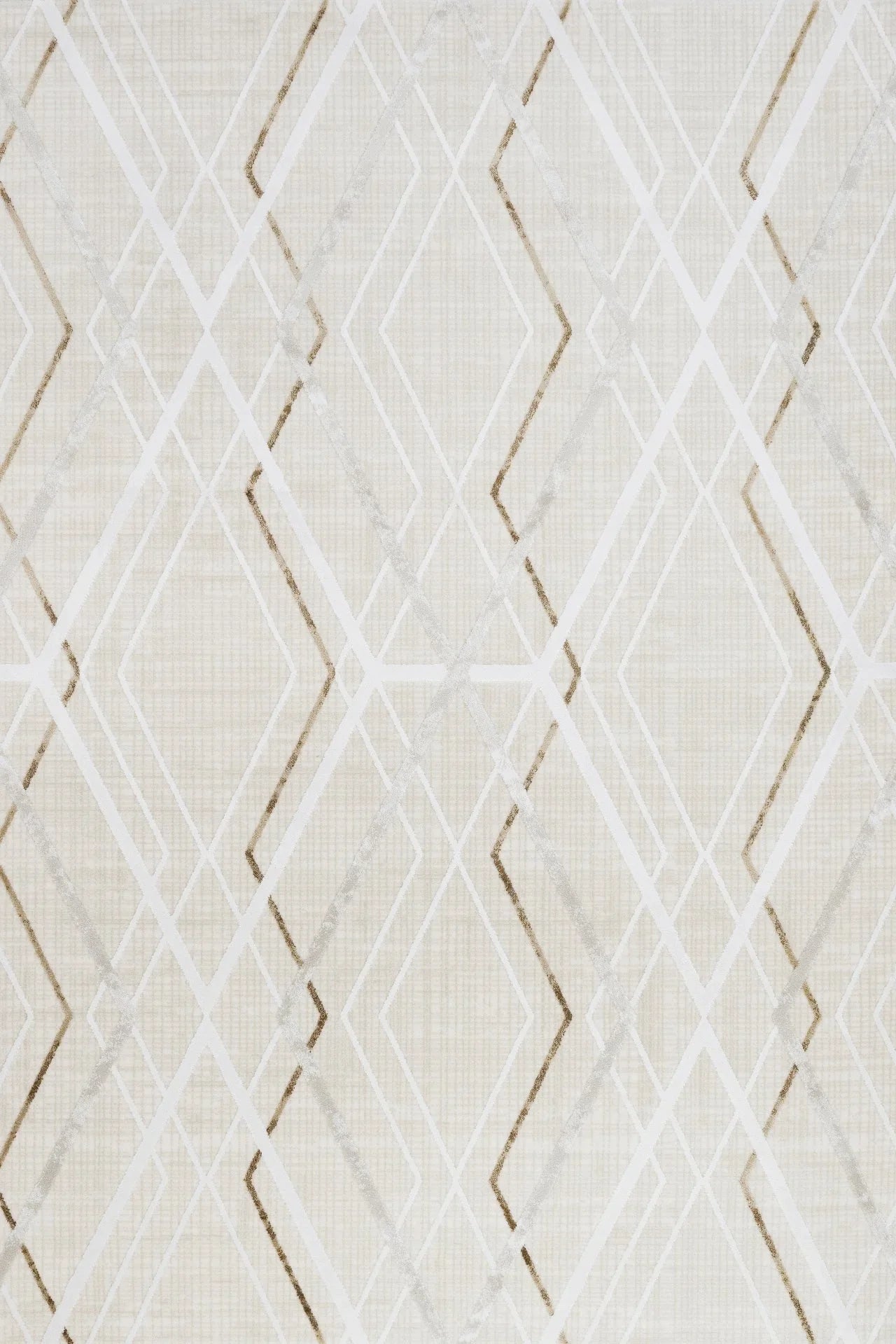 Bej Vizon Baklava Geometrik Halı - Yıkanabilir - Kaymaz Taban - Pati Dostu