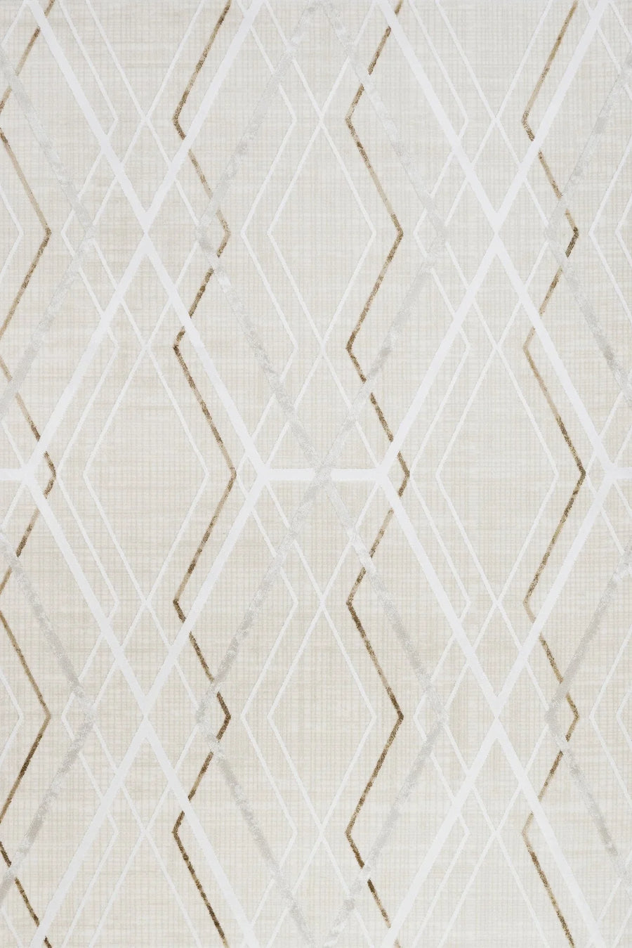 Bej Vizon Baklava Geometrik Halı - Yıkanabilir - Kaymaz Taban - Pati Dostu