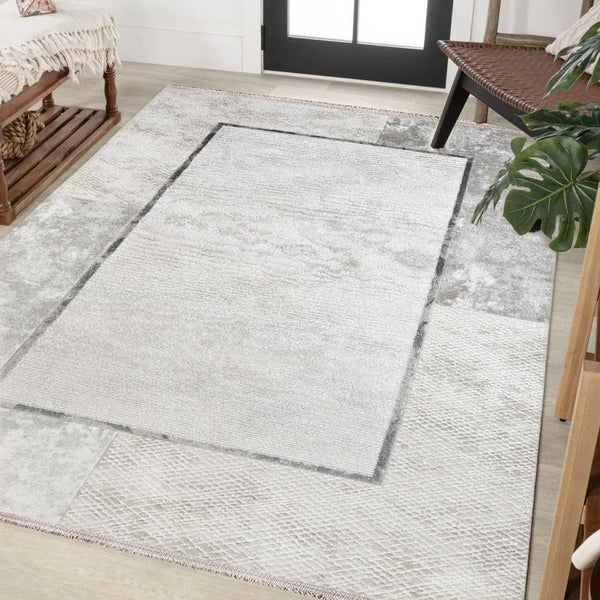 Modern Sade Tasarım Halı - Yıkanabilir - Kaymaz Taban - Pati Dostu