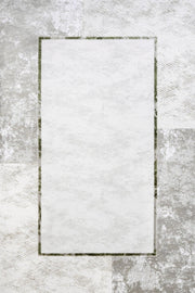 Beyaz Ekru Blok Desenli Geometrik Halı - Yıkanabilir - Kaymaz Taban - Pati Dostu