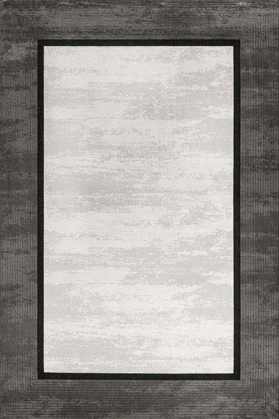 Antrasit Gri Bordürlü Minimalist Halı - Yıkanabilir - Kaymaz Taban - Pati Dostu
