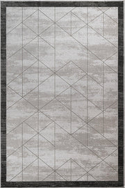 Antrasit Gri Geometrik Minimalist Halı - Yıkanabilir - Kaymaz Taban - Pati Dostu