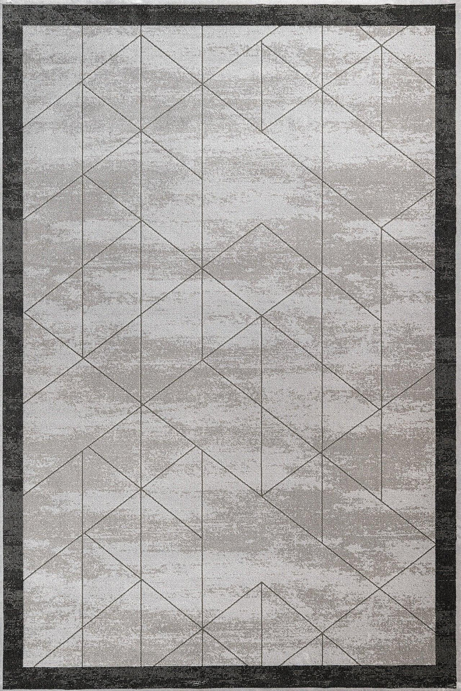 Antrasit Gri Geometrik Minimalist Halı - Yıkanabilir - Kaymaz Taban - Pati Dostu