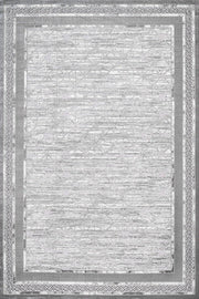 Beyaz Gri Geometrik Desenli Minimalist Halı - Yıkanabilir - Kaymaz Taban - Pati Dostu