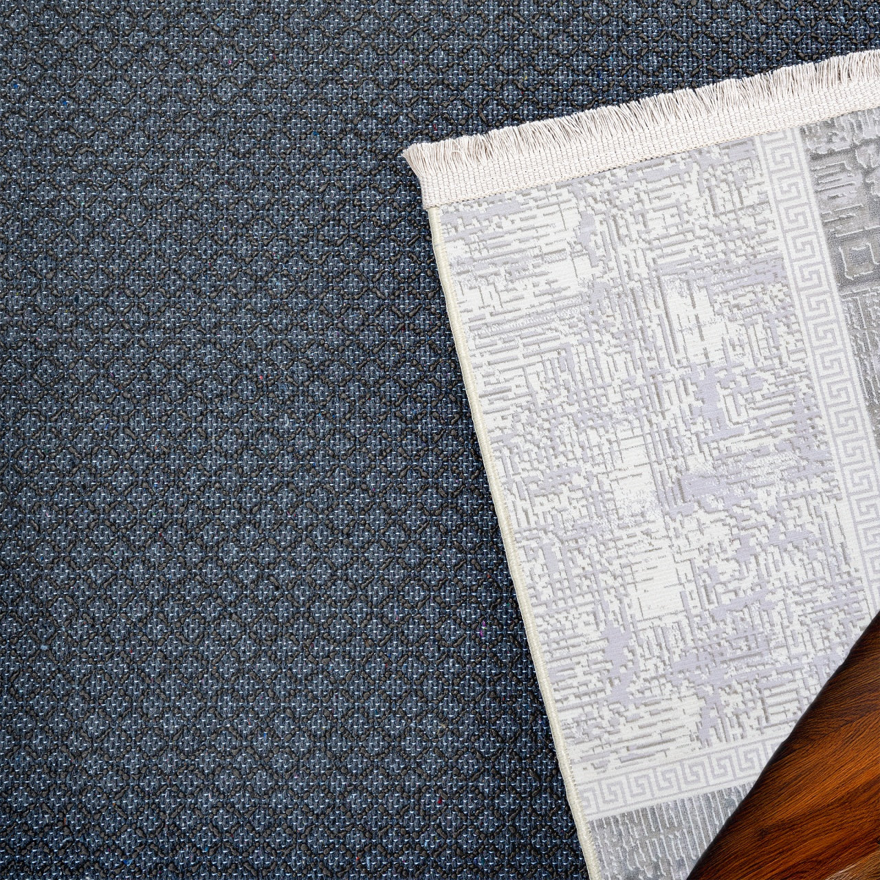 Gri Çerçeveli Makinada Yıkanabilir Hav Toz Vermez Dijital Baskı Oda Salon Halısı