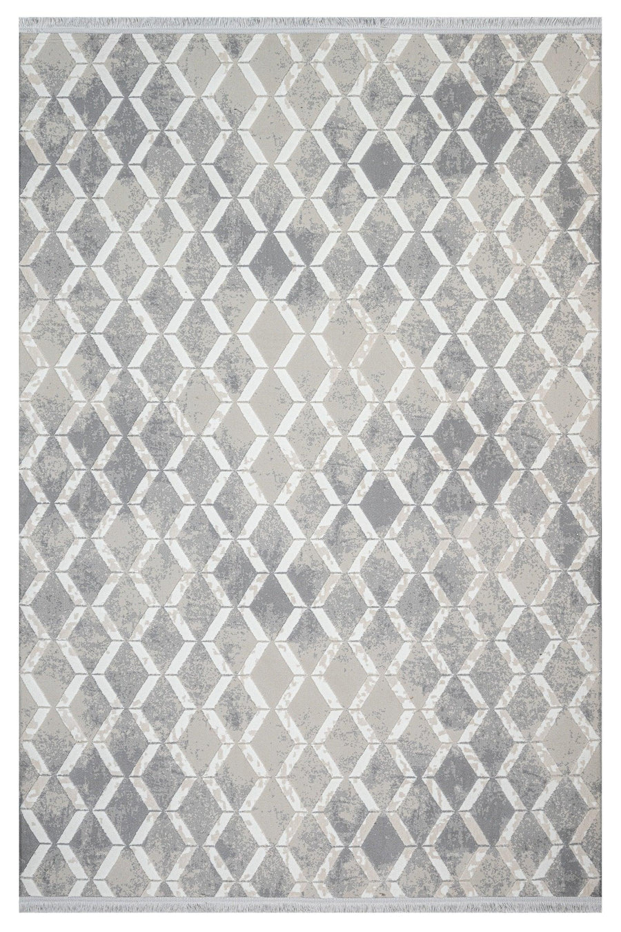 Grey and White Geometric Area Rug – in the hallway