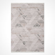 Bej Geometrik Akrilik Makine Halısı