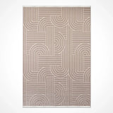 Beige Modern Geometric Living Room Rug - Acrylic