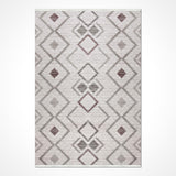 Beyaz Detaylı Modern Geometrik Desenli Gri Salon Halısı Akrilik