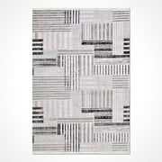 Gri Geometrik Akrilik Makine Halısı