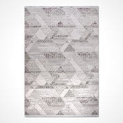 Bej Geometrik Akrilik Makine Halısı