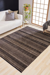 Kahverengi Halı Etnik Geometrik Desenli Kilim