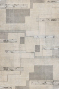 Moderner Teppich in Creme & Hellgrau mit geometrischem Muster