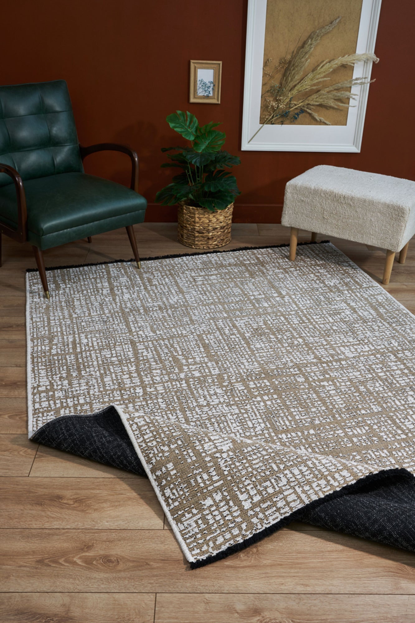 Halınet Colorado Springs Beyaz Geometrik Polyester Makine Halısı