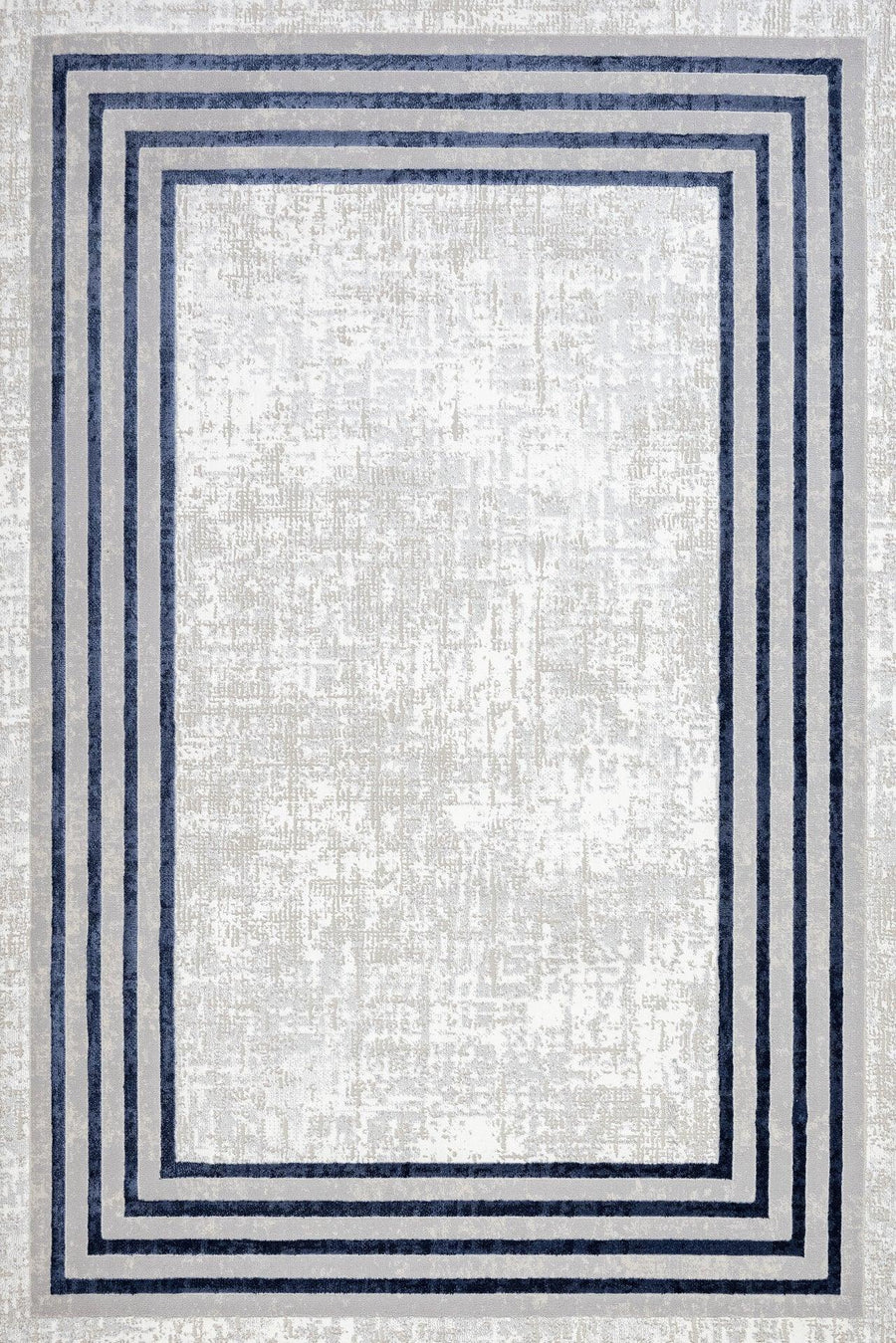 Beyaz Gri Bordürlü Minimalist Halı - Yıkanabilir - Kaymaz Taban - Pati Dostu