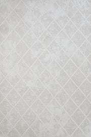 Beyaz Gri Geometrik Minimalist Halı - Yıkanabilir - Kaymaz Taban - Pati Dostu