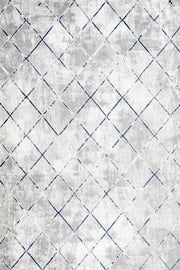 Beyaz Gri Baklava Geometrik Halı - Yıkanabilir - Kaymaz Taban - Pati Dostu