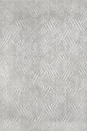 Beyaz Gri Geometrik Minimalist Halı - Yıkanabilir - Kaymaz Taban - Pati Dostu