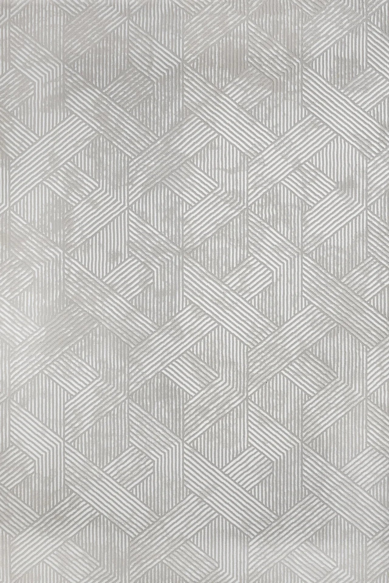 Beyaz Gri Geometrik Minimalist Halı - Yıkanabilir - Kaymaz Taban - Pati Dostu