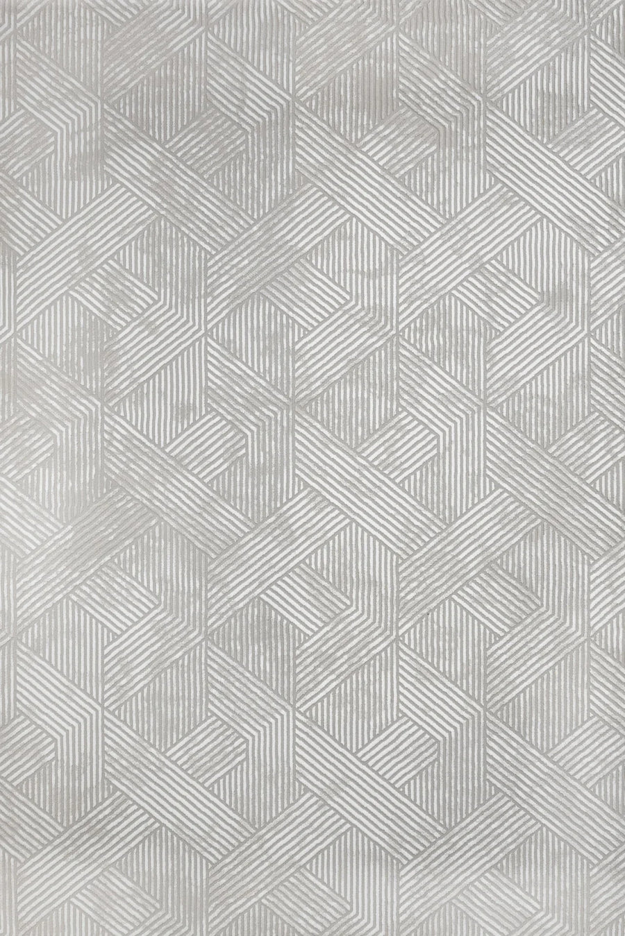 Beyaz Gri Geometrik Minimalist Halı - Yıkanabilir - Kaymaz Taban - Pati Dostu