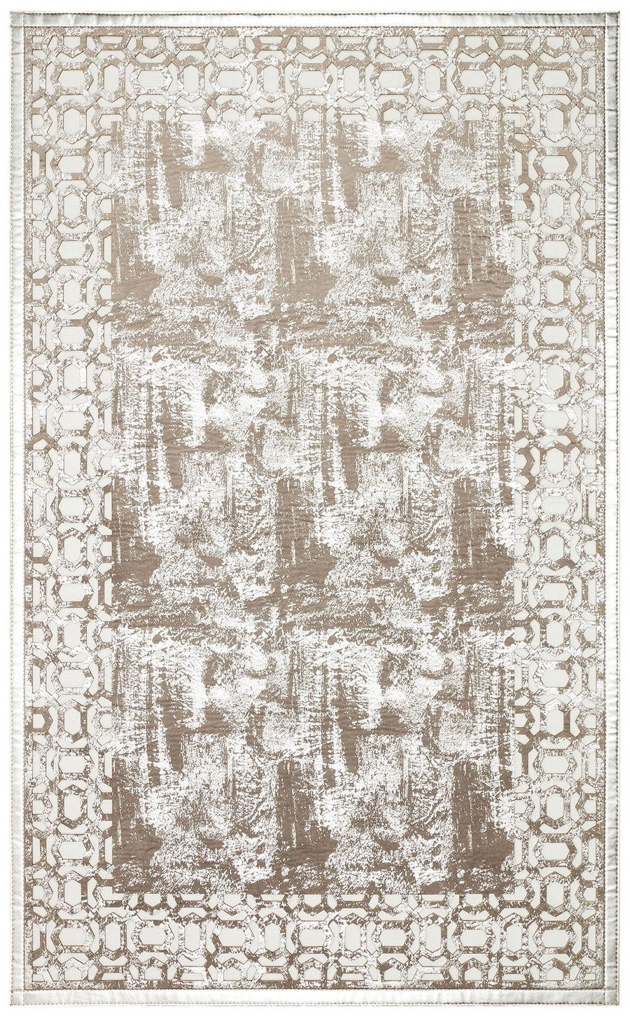 Modern Beige & Brown Geometric Area Rug – in the living room