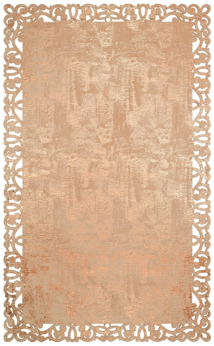 Abstrakter Teppich in Kupfer & Beige im Vintage-Stil – im Wohnzimmer