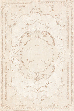 Krem Göbekli Modern Etnik Desenli Halı  | Makinada Yıkanabilir | Hav Toz Vermez | Leke Tutmayan | Kaymaz Taban | Dijital Makine Baskı | Salon Yolluk Mutfak Halısı