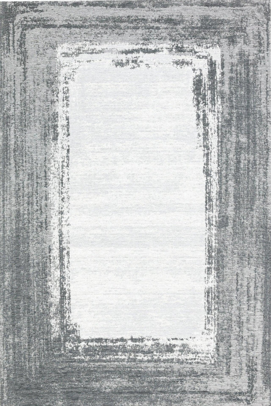 Grey and White Geometric Area Rug with Low Pile – in the living room