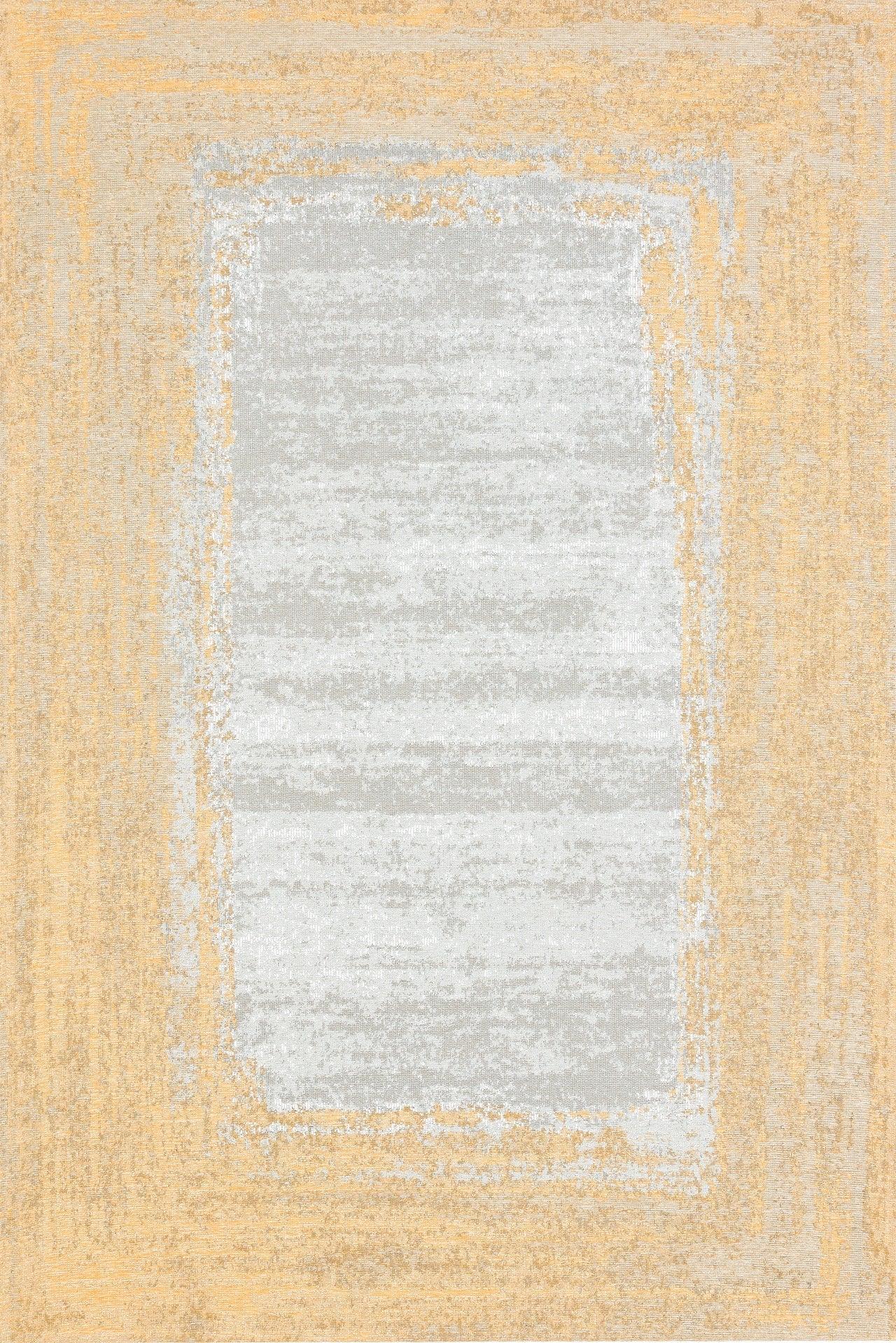Beyaz Gold Eskitme Modern Halı - Yıkanabilir - Kaymaz Taban - Pati Dostu