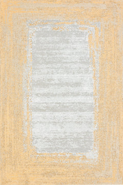 Sarı Çerçeveli Modern Etnik Desenli Halı  | Makinada Yıkanabilir | Hav Toz Vermez | Leke Tutmayan | Kaymaz Taban | Dijital Makine Baskı | Salon Yolluk Mutfak Halısı