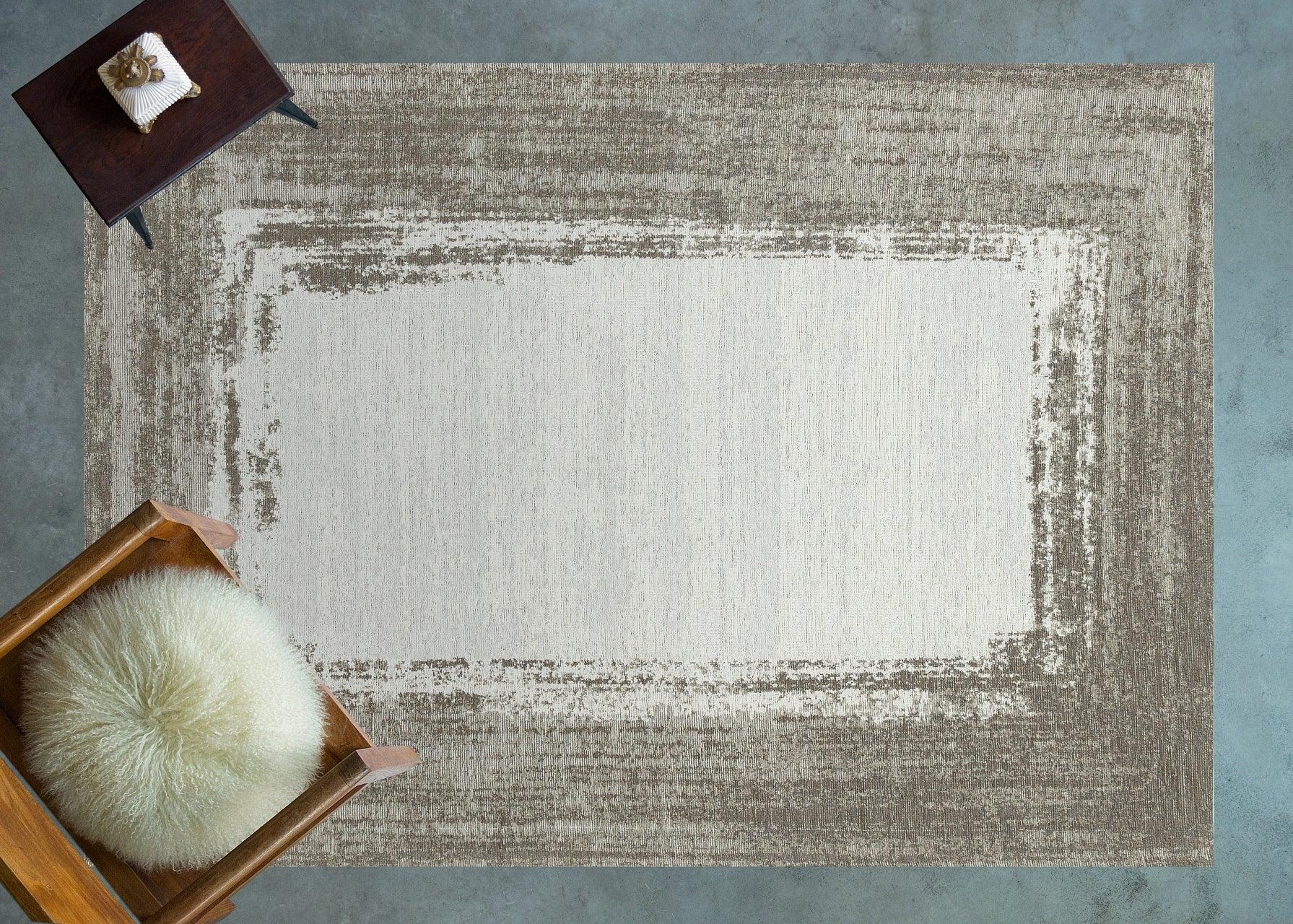Gri Vizon Eskitme Modern Halı - Yıkanabilir - Kaymaz Taban - Pati Dostu