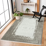 Gri Vizon Eskitme Modern Halı - Yıkanabilir - Kaymaz Taban - Pati Dostu