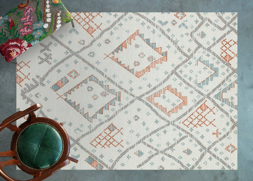 Mavi Etnik Modern Etnik Desenli Halı  | Makinada Yıkanabilir | Hav Toz Vermez | Leke Tutmayan | Kaymaz Taban | Dijital Makine Baskı | Salon Yolluk Mutfak Halısı