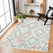 Mavi Etnik Modern Etnik Desenli Halı  | Makinada Yıkanabilir | Hav Toz Vermez | Leke Tutmayan | Kaymaz Taban | Dijital Makine Baskı | Salon Yolluk Mutfak Halısı